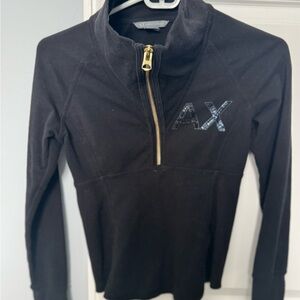 A/X Armani Exchange Black Pullover with Gold Accents